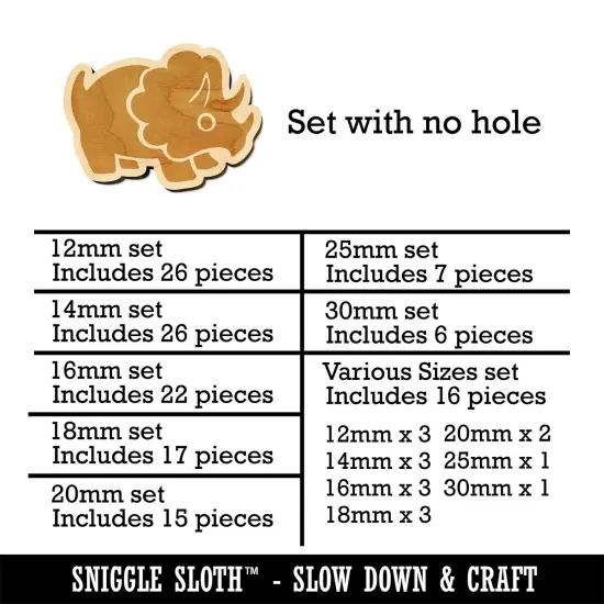 Cute Triceratops Dinosaur Mini Wood Shape Charms Jewelry DIY Craft {1}