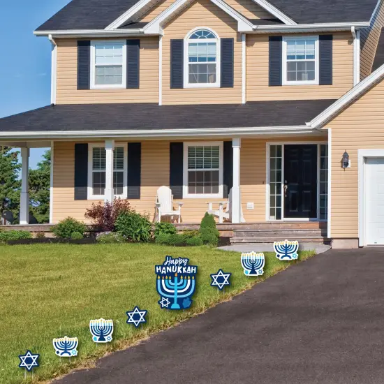 Big Dot of Happiness Hanukkah Menorah - Yard Sign and Outdoor Lawn Decorations - Chanukah Holiday Party Yard Signs - Set of 8 {3}