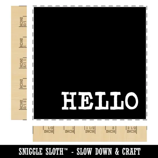 Hello Reversed Text in Box Square Rubber Stamp for Stamping Crafting {1}