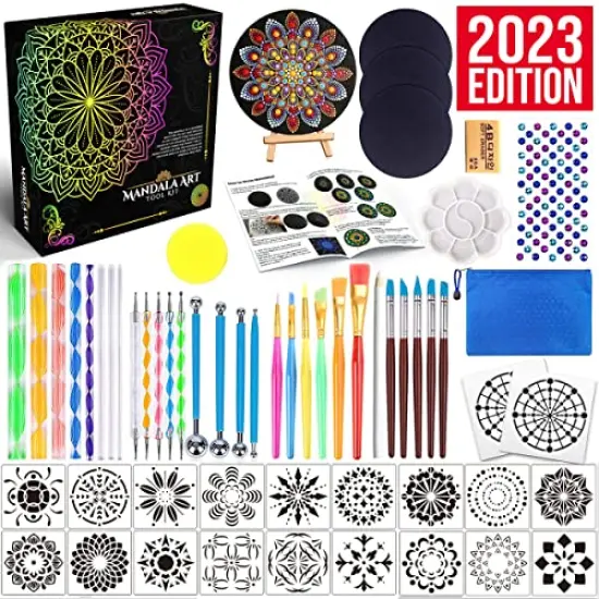 Mandala Dotting Tools Painting Kit - Rock Dot Paint Stencils Tool Set Art Craft Supplies Kits Tray Brush Zipper Pen for Nail Stone Mandala Arts Drawing Home Decor Activity | Mothers Day Gift {2}