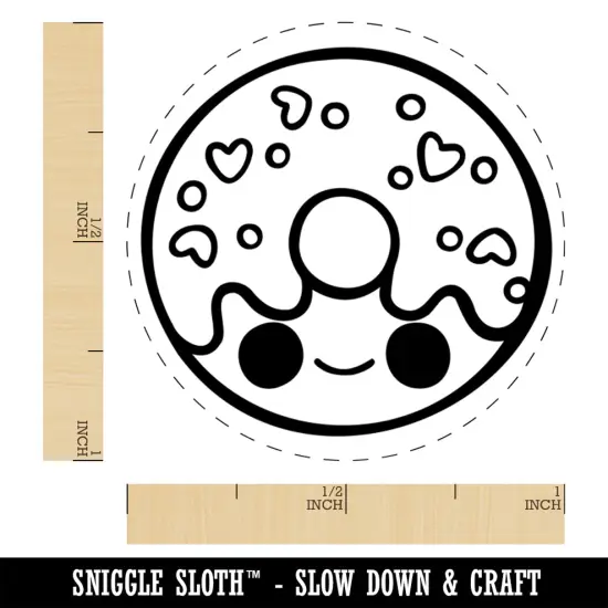 Deliciously Kawaii Chibi Donut Self-Inking Rubber Stamp for Stamping Crafting Planners Red {1}