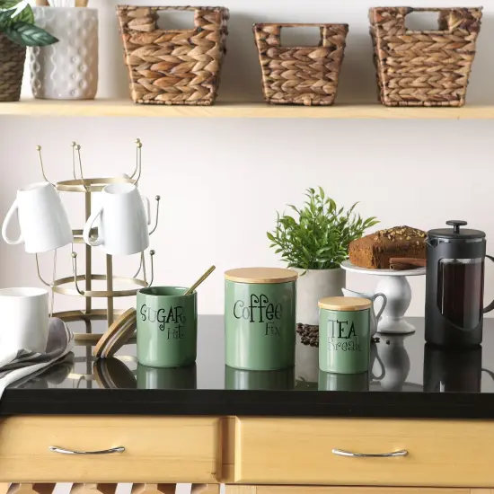 DII Artichoke Green Coffee/Sugar/Tea Ceramic Canister (Set of 3) {5}