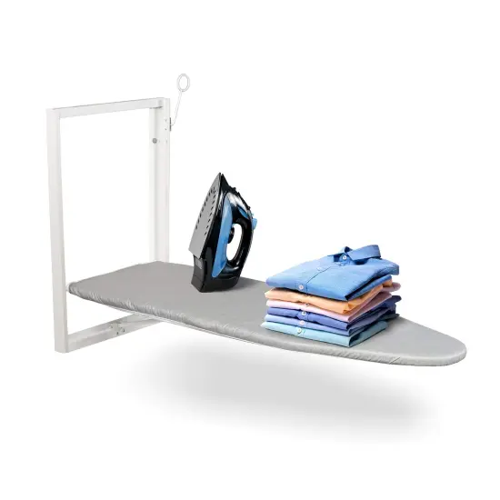 Ivation Foldable Ironing Board Compact Wall-Mount with Removable Cover Gray {1}