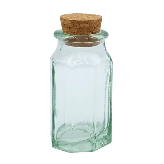 Green Glass Spice Bottle, Faceted {2}