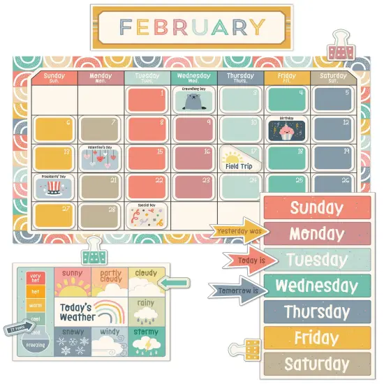 Carson Dellosa We Belong 137 pc Set Wall Calendar, Monthly Headers, Holidays, Birthdays, Number Cover Ups, Seasons, Days of the Week Chart, Boho Decor for Bulletin Board and Classroom Decorations {1}