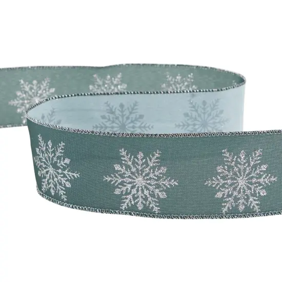 Northlight Green with Glitter Snowflakes Wired Craft Christmas Ribbon 2.5" x 10 Yards {6}