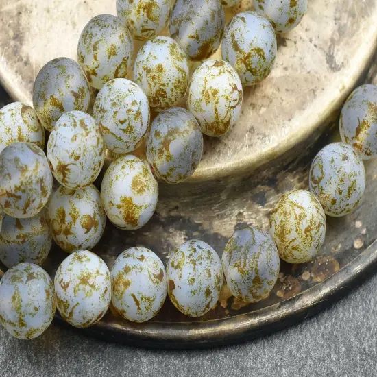 *8* 12mm Matte Pale Blue Travertine Round Druk Beads {2}