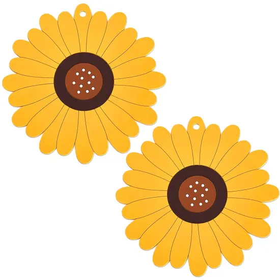 Wrapables Sunflower Coasters, Trivet Mats, Pot Holders for Cups, Drinks, Pots and Pans (Set of 2) Large {1}
