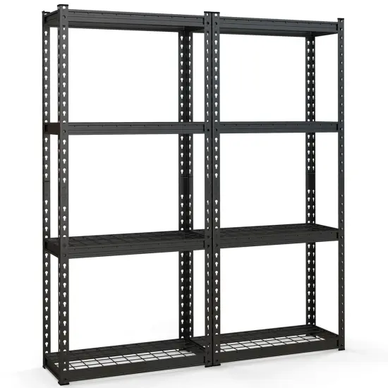 Costway 1/2/3/4 PCS 4-Tier Metal Shelving Unit Heavy Duty Wire Storage Rack with Anti-slip Foot Pads Black {8}