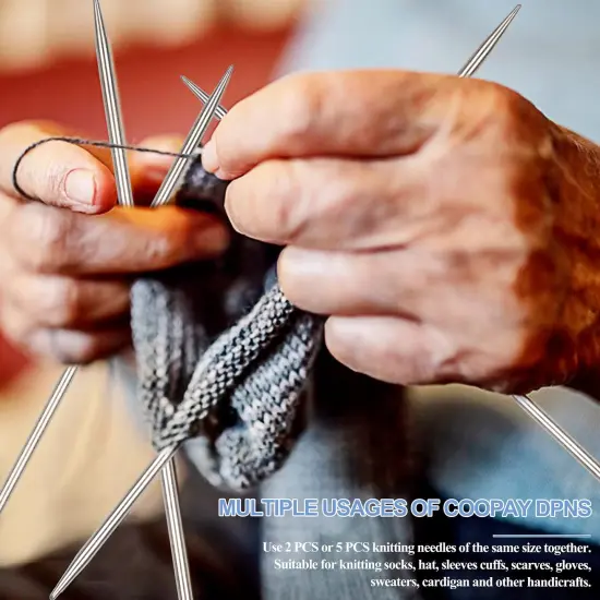 35 Pieces Double Pointed Knitting Needles Set 7.9", Stainless Steel Straight Knitting Needles 2.0mm-5.0mm, Double Ended Sweater Knitting Set Knitting Needle Kit with Knitting & Crochet Supplies {3}