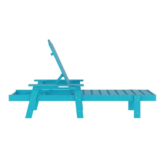 Merrick Lane Solvang Set of 2 Indoor/Outdoor Adjustable Adirondack Loungers with Fold Out Cupholders- Recycled All-Weather Indoor/Outdoor HDPE Lounge Chairs Blue {5}