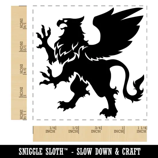Regal Heraldic Griffin Square Rubber Stamp for Stamping Crafting {1}