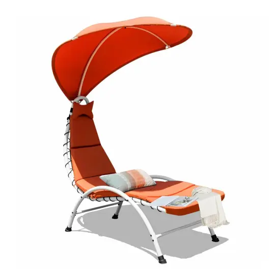 Patio Hanging Swing Hammock Chaise Lounger Chair with Canopy Orange {3}