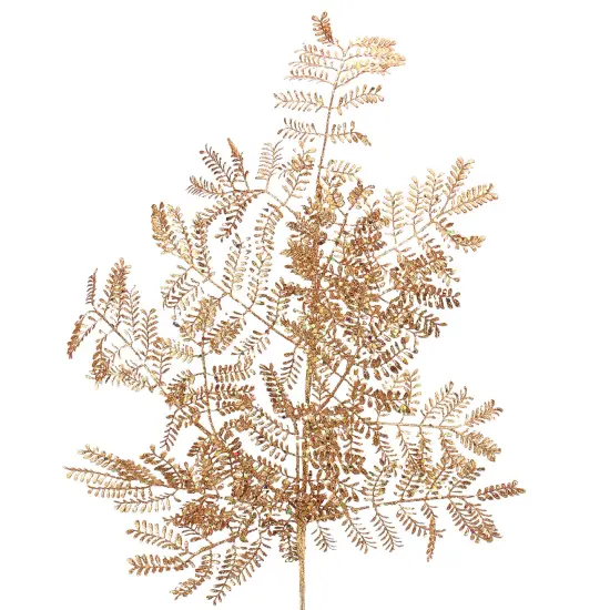 Select Artificials 28" Brown Glittered Mimosa Tree Leaf Autumn Spray {4}