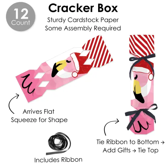 Big Dot of Happiness Flamingle Bells No Snap Tropical Christmas Party Table Favors DIY Cracker Boxes Set of 12 {7}