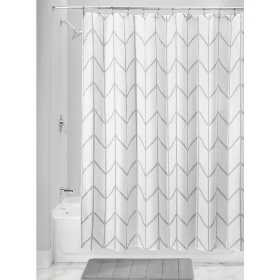 mDesign Chevron Print - Easy Care Fabric Shower Curtain {2}