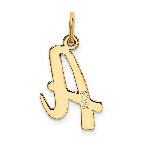 14K Yellow Gold Medium Script Initial Letter A Charm Jewerly 19mm x 11mm {4}