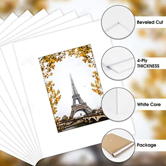 8x10 White Picture Mats with White Core Bevel Cut for 5x7 Pictures (Pack of 10 Mats) {6}