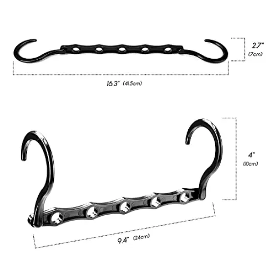 HOUSE DAY Black Magic Space Saving Hangers, Premium Smart Hanger Hooks, Sturdy Cascading Hangers with 5 Holes for Heavy Clothes, Closet Organizers and Storage, College Dorm Room Essentials 10 Pack {5}