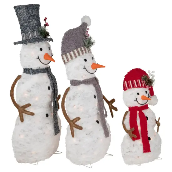 Northlight Lighted Snowman Family Outdoor Christmas Decoration - 39.5" - Warm White - Set of 3 {5}