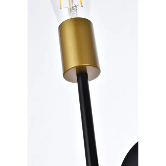Armin 2 lights wall sconce in black with brass {6}