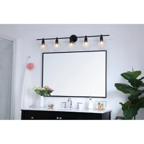 Gene 5 light Black and Clear glass Wall sconce {2}