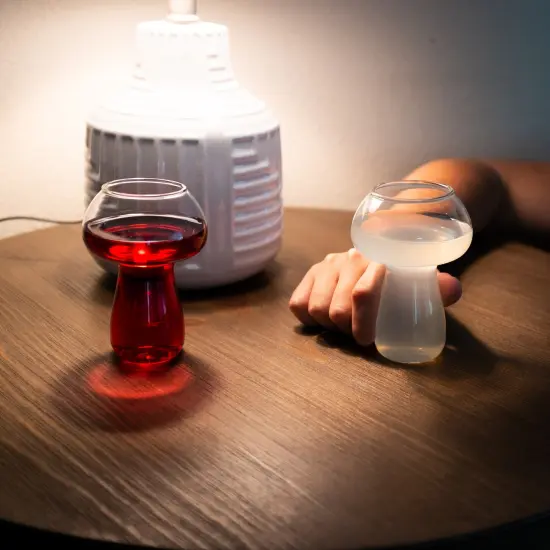 G Francis Mushroom Cocktail Glasses 4pk - 9oz Novelty Mushroom Shaped Glass Set {6}