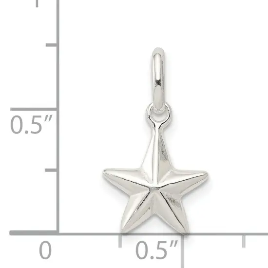 Sterling Silver Star Charm Pendant Celestial Jewelry 18mm x 12mm {2}