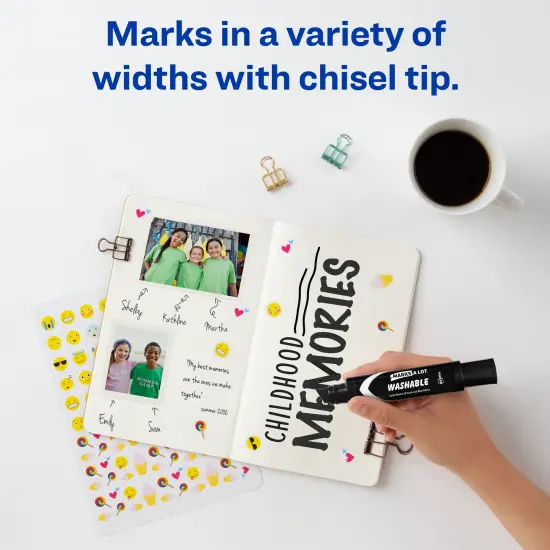Marks A Lot Jumbo Black Washable Marker, Chisel Tip, 1 per Pack, 4 Packs, 4 Markers Total (24158) {4}