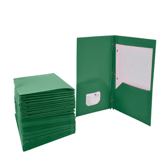 School Smart 2-Pocket Poly Folders with Fasteners, Pack of 25 Green {1}