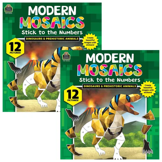 Dinosaurs Modern Mosaics Stick to the Numbers Activity Book, Pack of 2 {1}