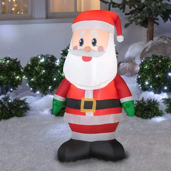 4' Gemmy Airblown Inflatable Christmas Santa Wearing Green Mittens 36789 {2}