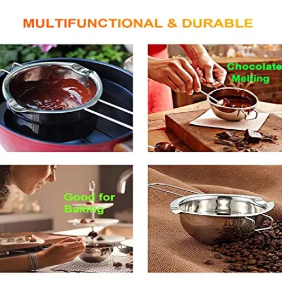 (18/8 Steel, 2 Cup Capacity, 480ML) Stainless Steel Double Boiler Pot for Melting Chocolate, Candy and Candle Making {3}