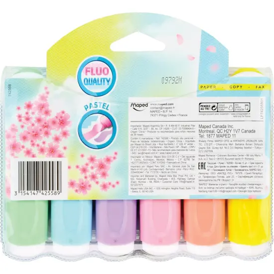 Fluo Peps Classic Pastel Highlighter, 6 Per Pack, 3 Packs {3}