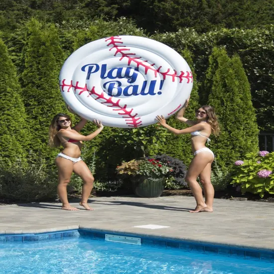 Swim Central Inflatable Swimming Pool Lounging Cool Sport Giant Baseball Island - 60" Red {5}