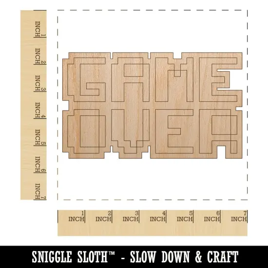 Pixel Video Game Over Text Unfinished Wood Shape Piece Cutout for DIY Craft Projects {1}