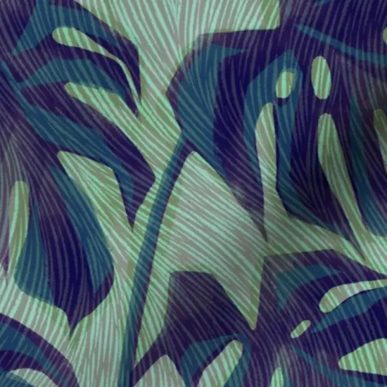 Various Fabrics by the Yard or Fat Quarter Blue Palm Tropical Foliage Rainforest Summer Ink Green Houseplant Custom Printed Fabric by Spoonflower {7}