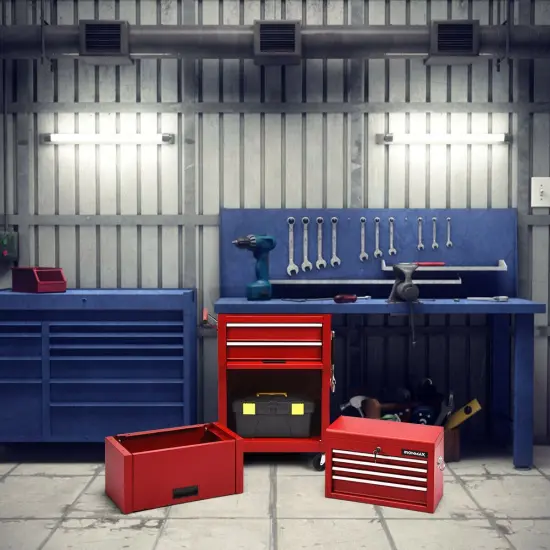 3 in 1 Design 6-Drawer Tool Heightening Chest Cabinet with 360&deg; Swivel Casters Red {3}