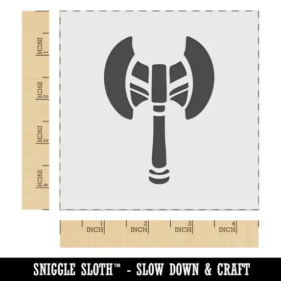 Battle Axe Dwarven Fantasy Weapon Wall Cookie DIY Craft Reusable Stencil {6}