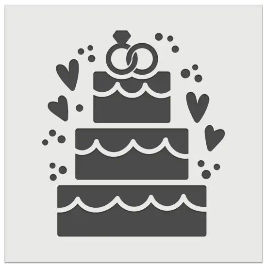 Wedding Cake Marriage Rings Hearts Wall Cookie DIY Craft Reusable Stencil {2}