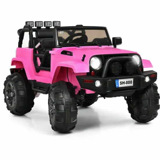 12V Kids Remote Control Riding Truck Car with LED Lights Perfect Gift for Boys Girls Pink {8}