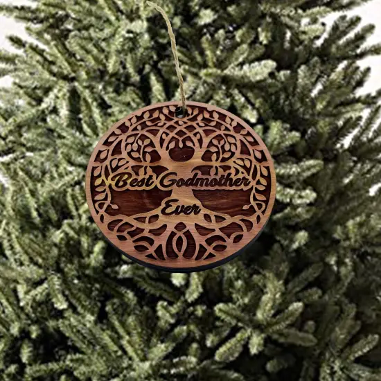 Best Godmother Ever Celtic Tree of Life - Cedar Ornament {3}