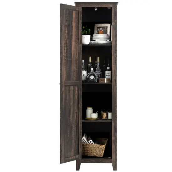 MDF Linen Tower Bathroom Storage Cabinet with 4 Shelves Walnut {4}
