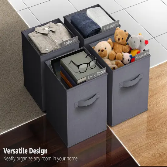 Sorbus Fabric Collapsible Cube Storage Bins Set (6 Pack) Gray {5}