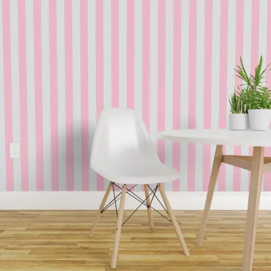 Pre-Pasted Wallpaper 2FT Wide Preppy Stripe Coastal Nautical Grandmillennial Feminine Beach Custom Pre-pasted Wallpaper by Spoonflower {1}