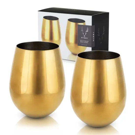 Gold Stemless Wine Glasses  {1}