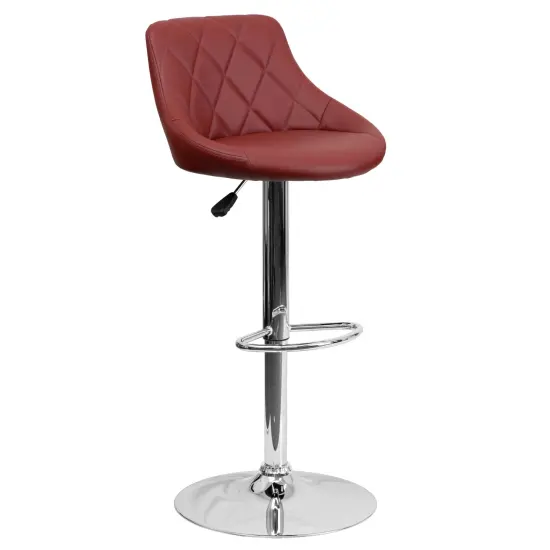 Emma and Oliver Bucket Seat Adjustable Height Barstool with Diamond Pattern Back Brown {7}