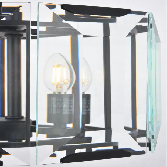 Monaco 4 light Flat Black (Matte) Pendant Clear Glass Crystal {6}