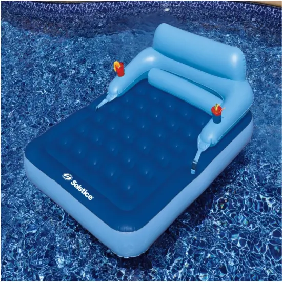 Swim Central Inflatable Blue Malibu Pool Mattress with Removable Back Rest - 80" {4}