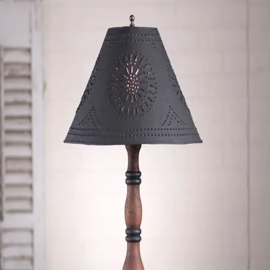 Irvin's Country Tinware Davenport Lamp in Hartford Black with Red with Shade {4}